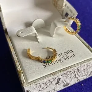 Rachel Ashwell Cubic Zirconia 925 Sterling Silver Hoop Earrings